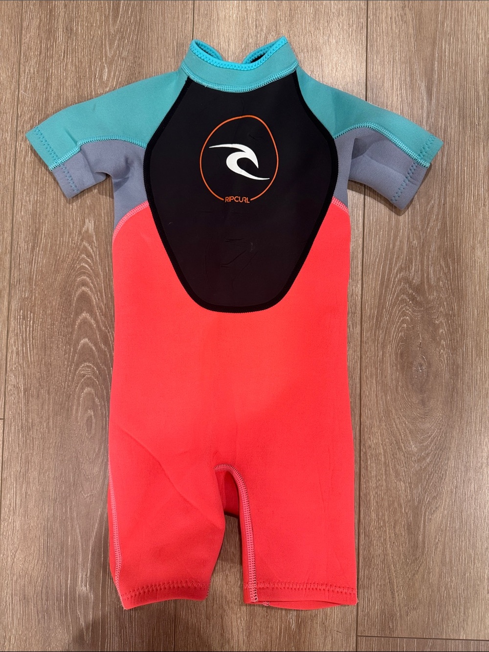 Rip Curl Kids Short Sleeve Springsuit - Coral, Turquoise, Black